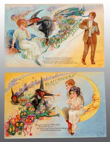 Appraisal: Lot of Vintage Halloween Postcards Description Wonderful set featuring witches