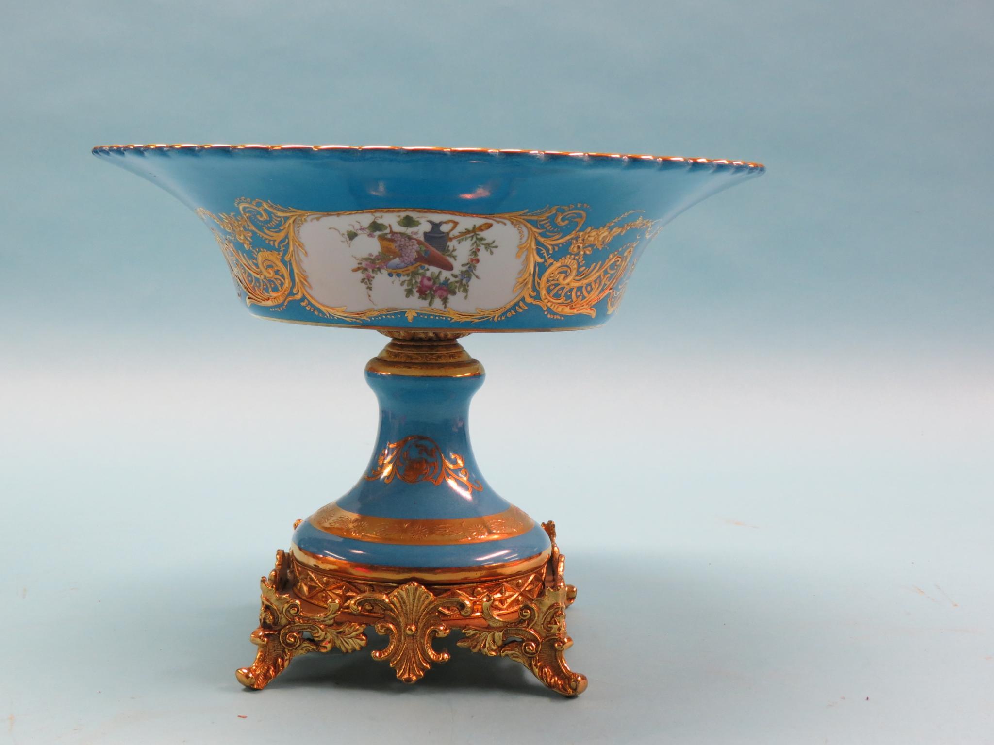 Appraisal: An ornamental Italian porcelain comport painted with numerous famous views