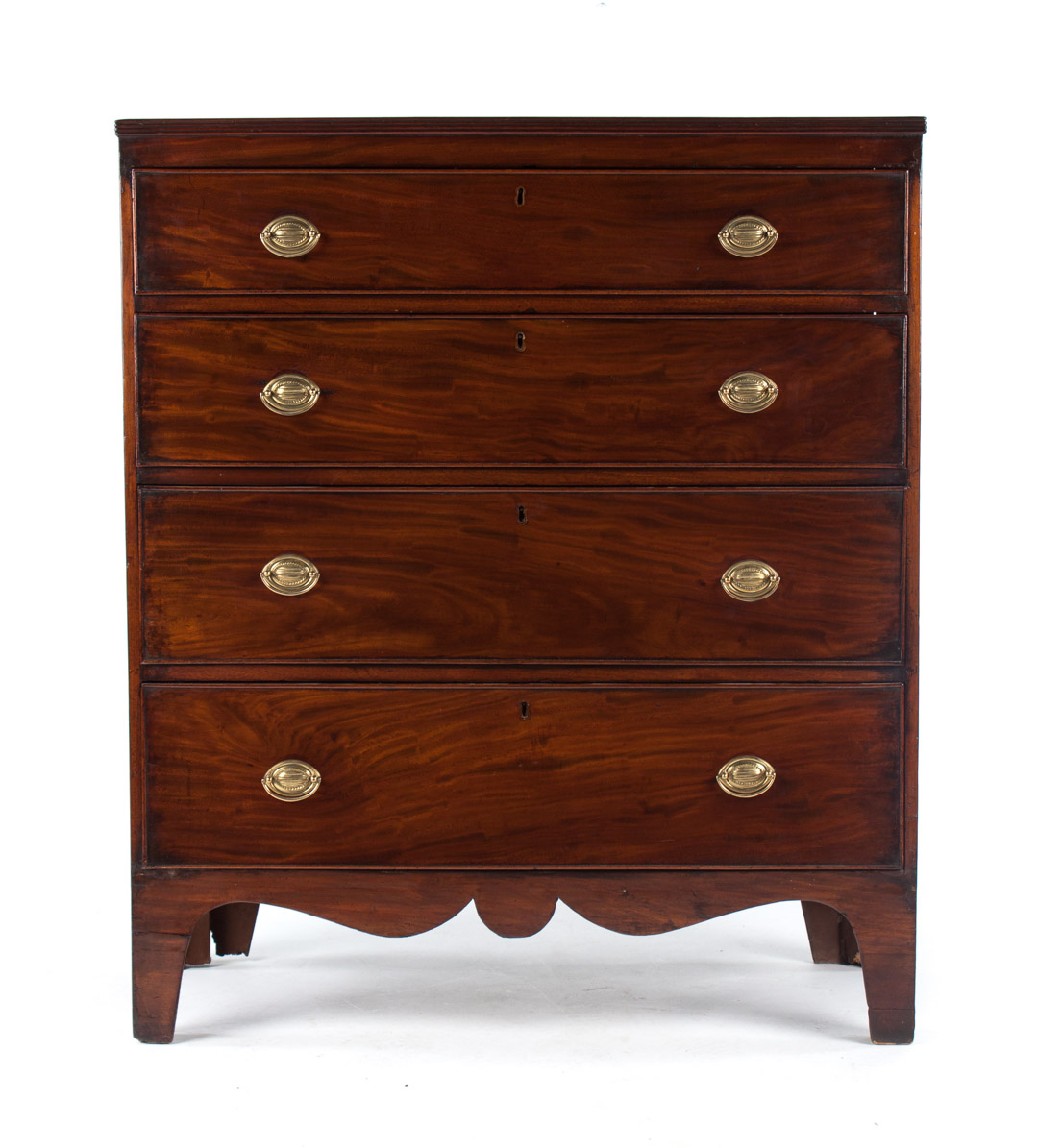 Appraisal: George III mahogany chest circa flat top with applied reeded