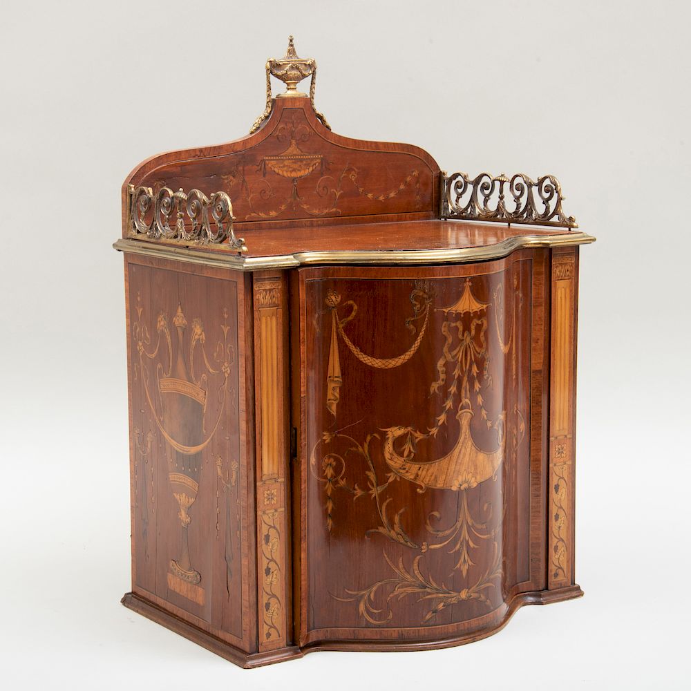 Appraisal: Fine Late George III Gilt-Metal-Mounted Mahogany and Satinwood Marquetry Cartonnier