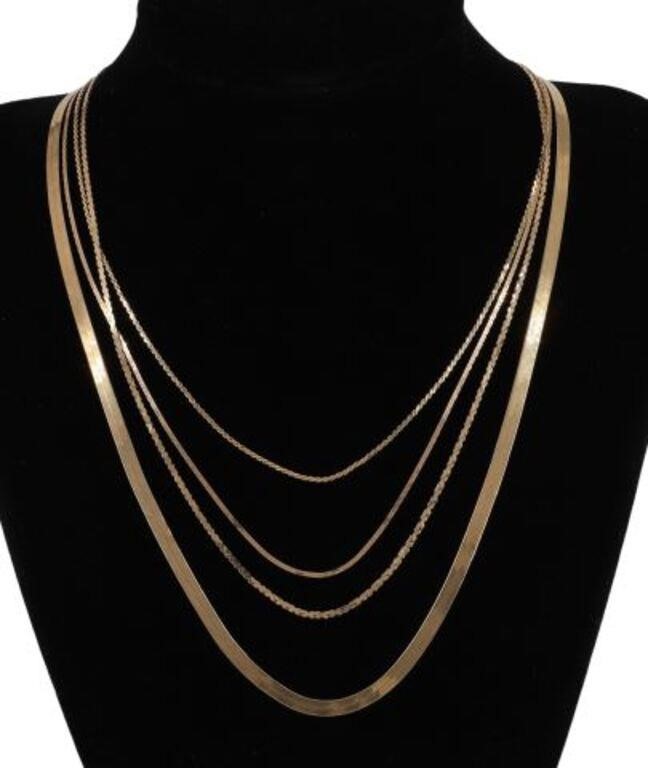 Appraisal: lot of Estate kt yellow gold chain necklaces including Italian