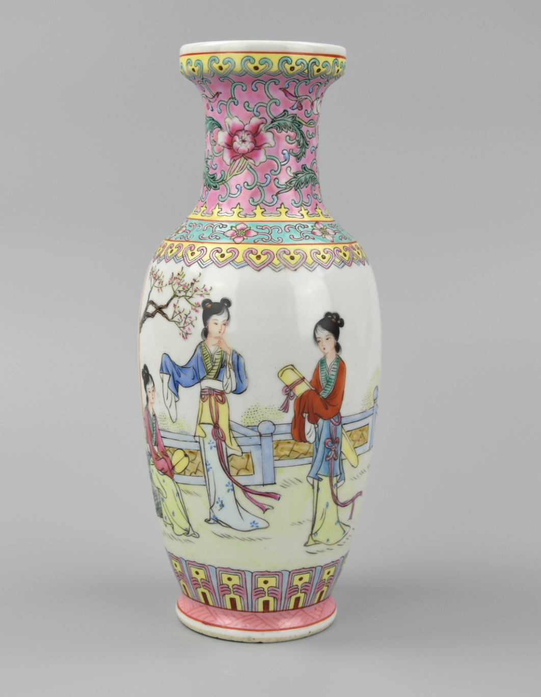 Appraisal: CHINESE PASTEL HUE FAMILLE ROSE VASE W LADY S A