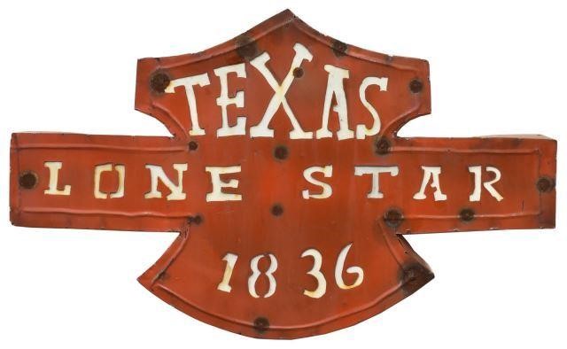 Appraisal: Texas metal sign in red paint with white cutout metal