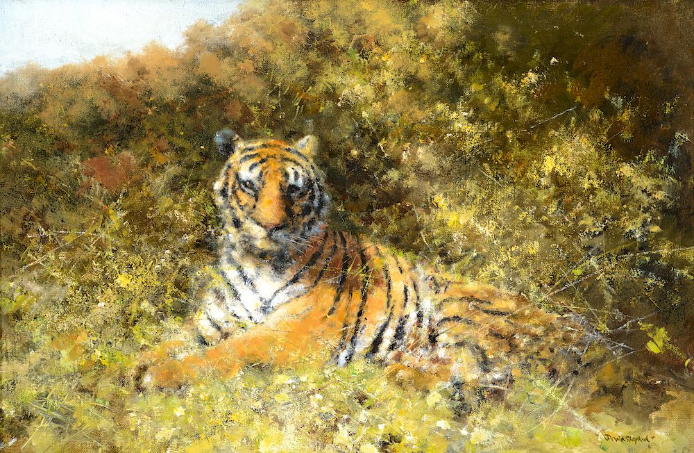 Appraisal: David Shepherd Tiger in the Bushes Exclusive on Bidsquare DAVID