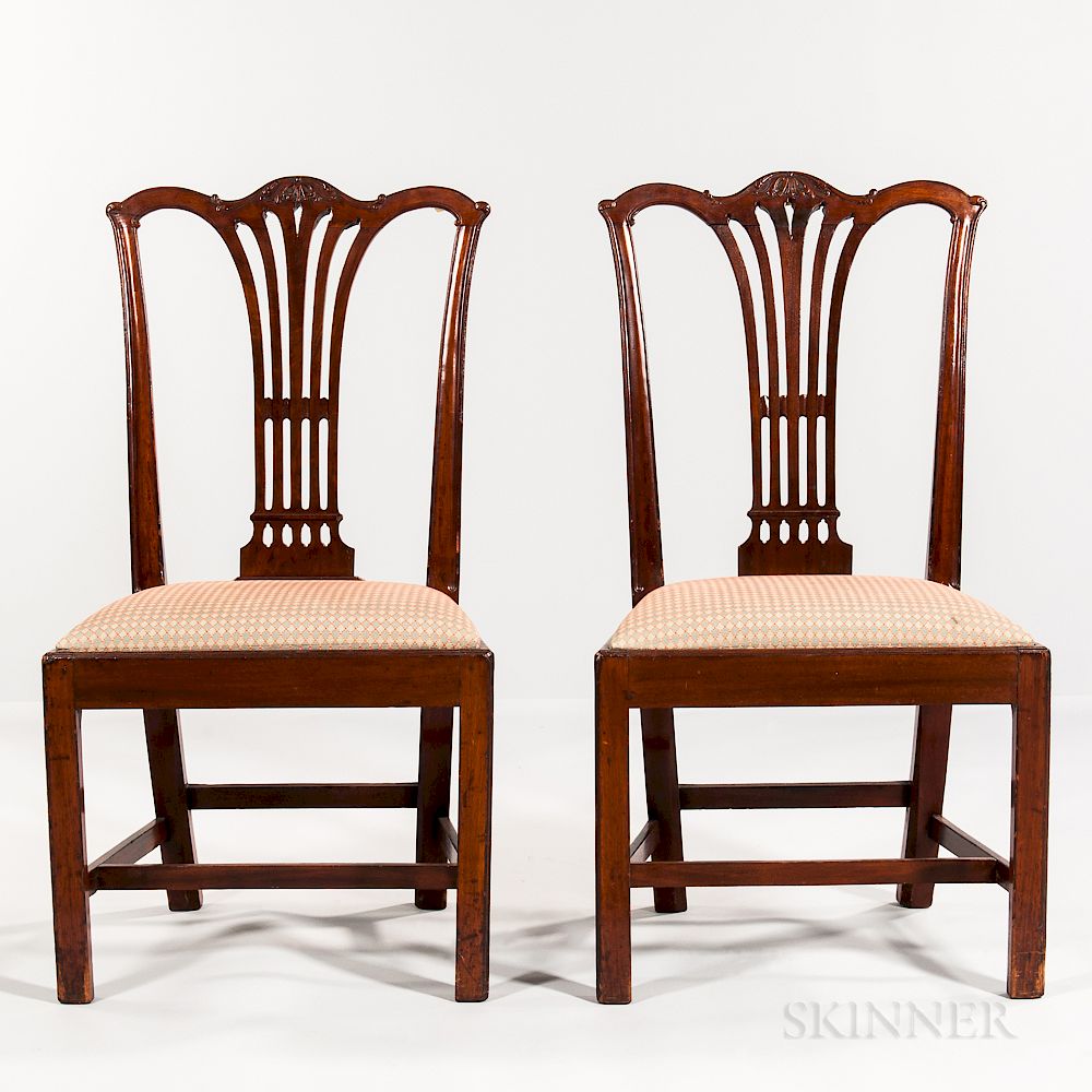 Appraisal: Pair of Carved Mahogany Side Chairs Pair of Carved Mahogany