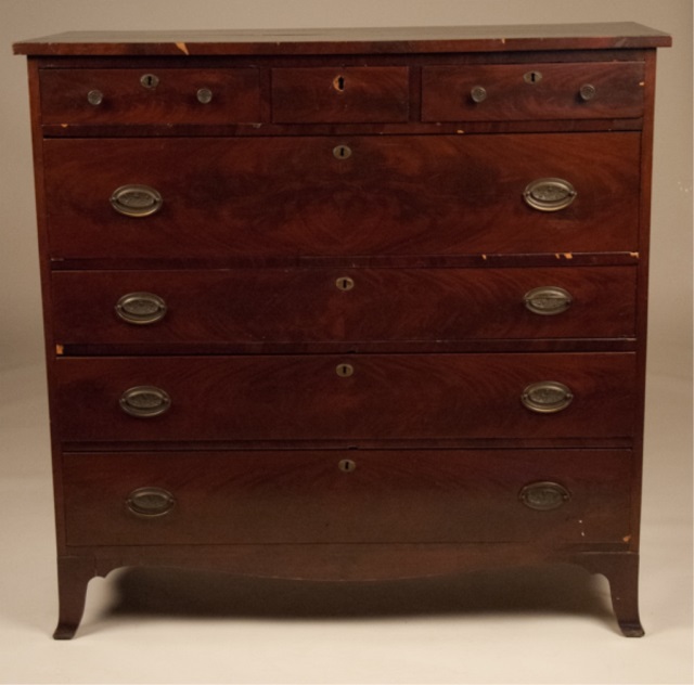 Appraisal: Ca American Transitional Hepplewhite Chest Hepplewhite-Federal transitional Mahogany hardwoods and