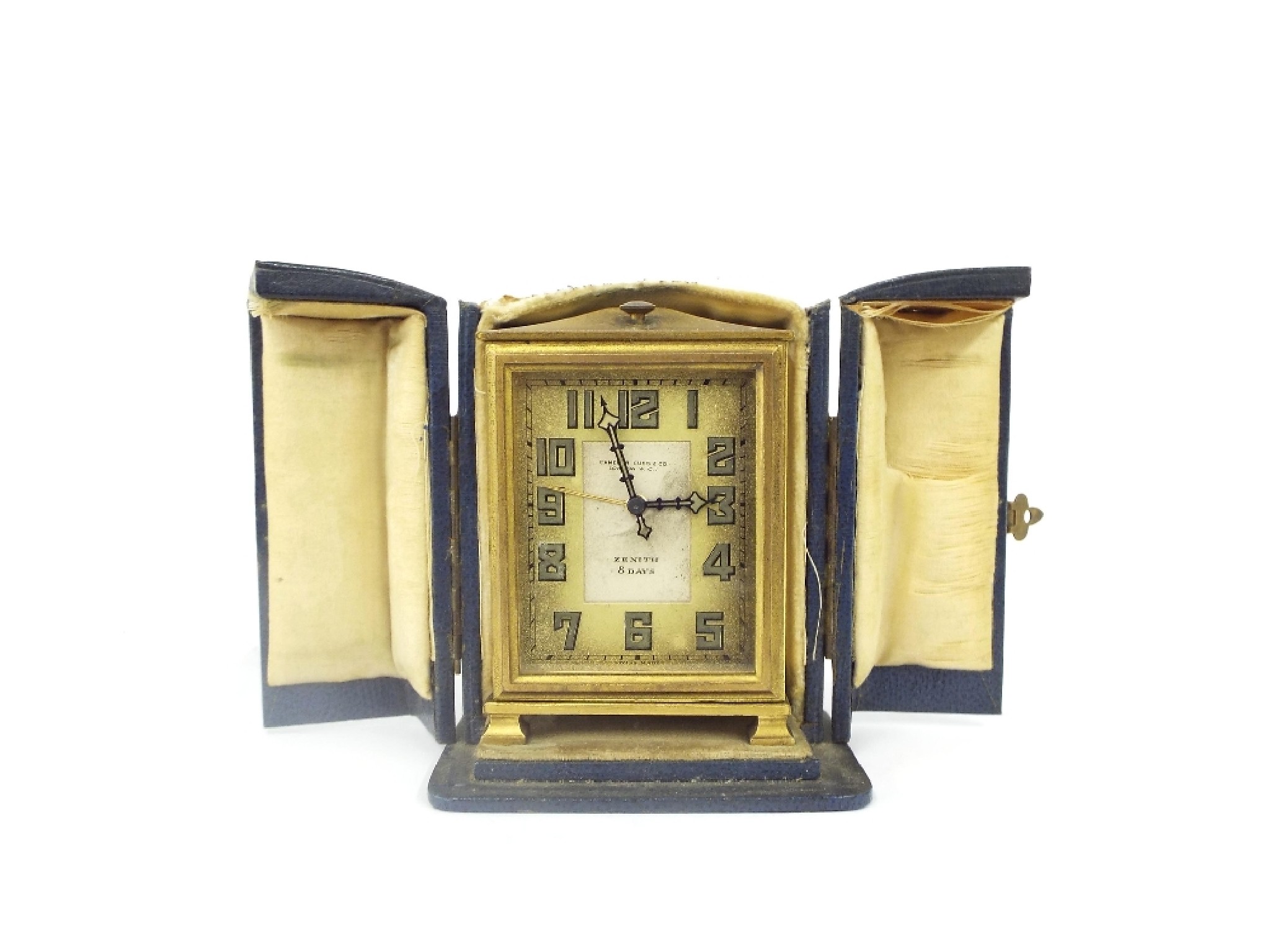 Appraisal: Zenith eight day alarm clock the rectangular dial signed Camerer