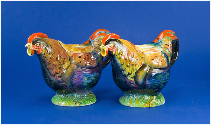 Appraisal: Pair of Rooster Tea Pots Reg No Each measures x