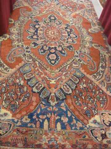 Appraisal: Mahal Persian Handmade Rug elaborate medallions interesting designs ' ''