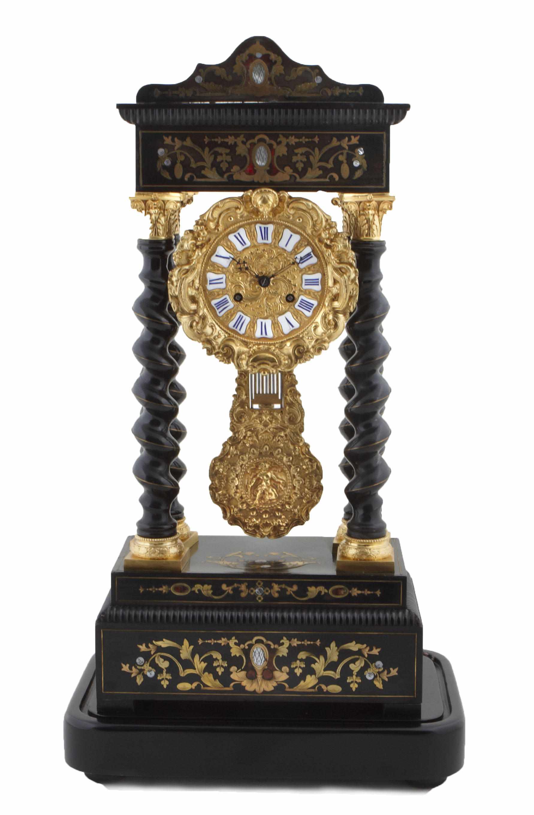 Appraisal: A French cut brass shell Boulle inlaid and gilt bronze