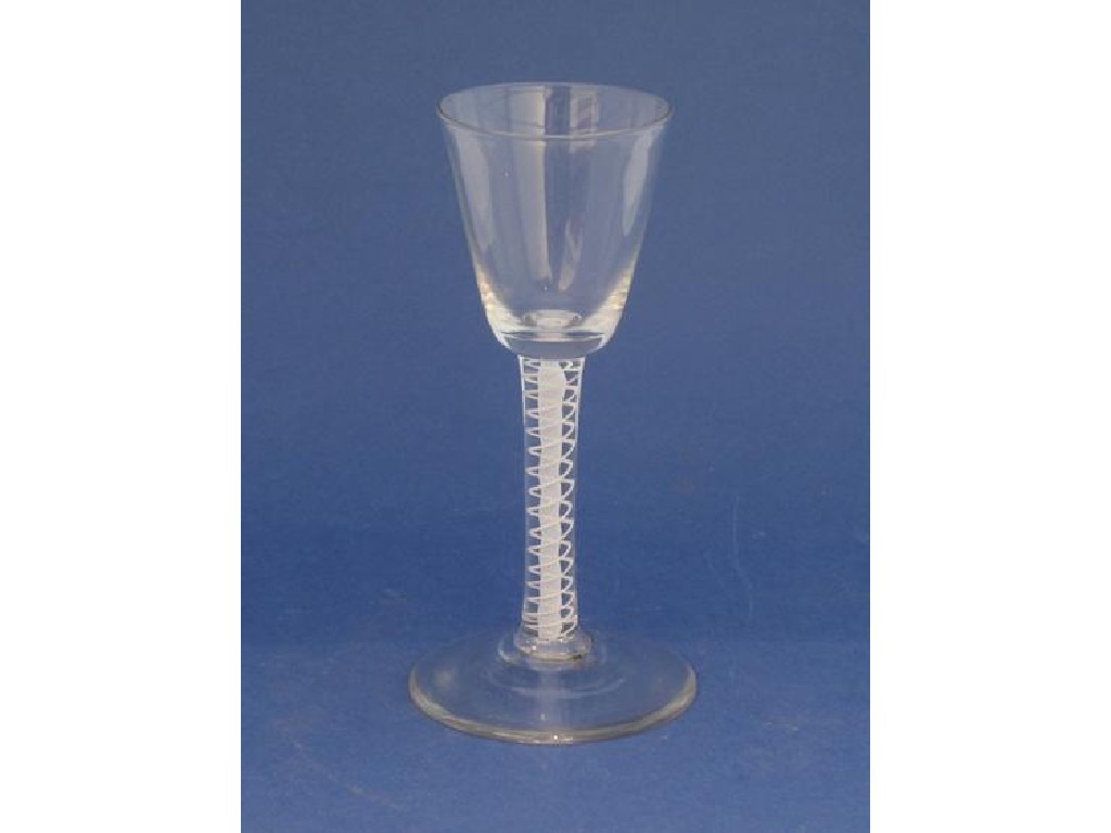 Appraisal: A GEORGE III WINE GLASS with straight sided bowl on