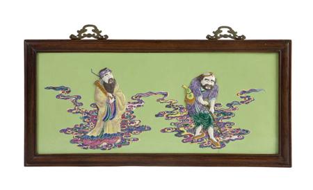 Appraisal: A Chinese porcelain famille rose plaque Guangxu period of two