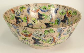 Appraisal: Modern Chinese Style Neiman Marcus Punch Bowl Decorated Throughout with