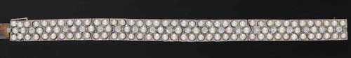 Appraisal: PEARL AND DIAMOND BRACELET ca Platinum Very decorative bracelet the