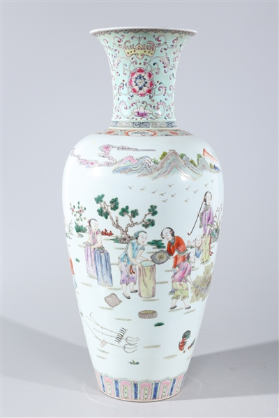 Appraisal: Chinese famille rose enameled porcelain vase with figural and landscape