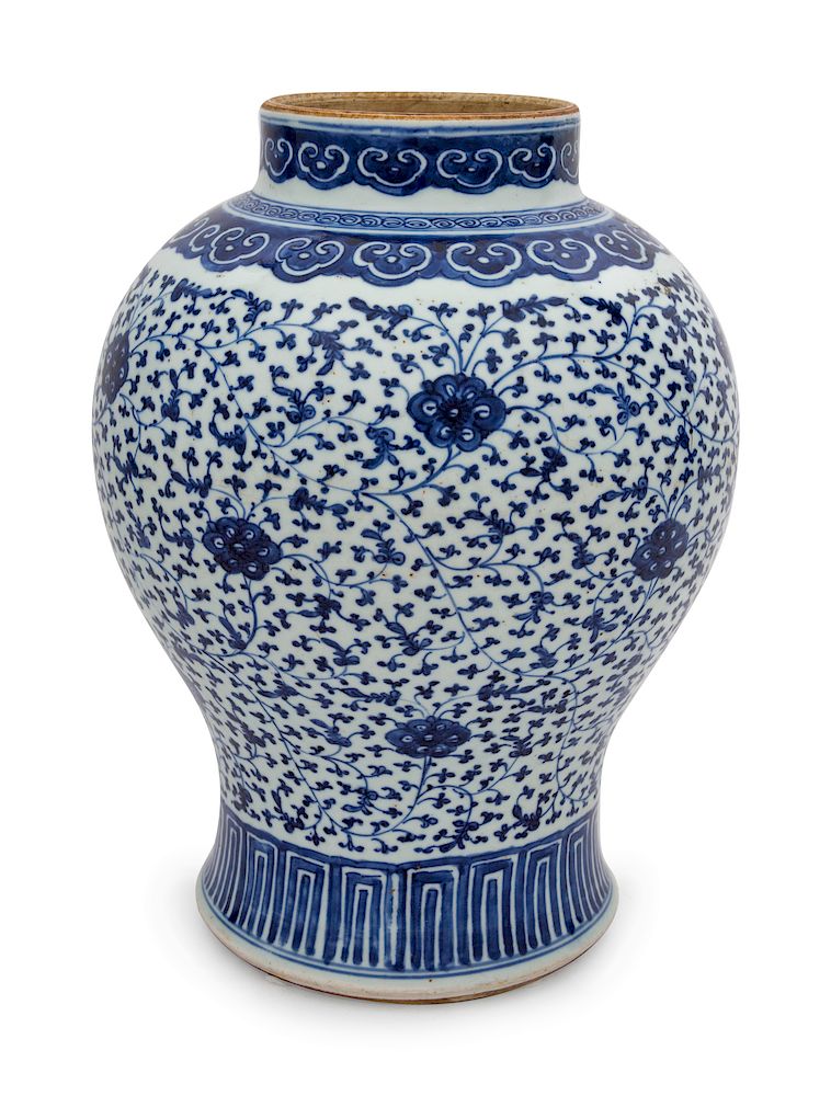 Appraisal: A Large Chinese Blue and White Porcelain Jar Height inches