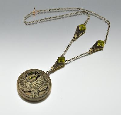 Appraisal: An Art Deco Brass Swan Necklace Very finely modeled round