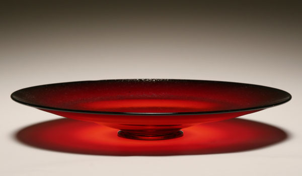 Appraisal: Fenton red stretch glass charger Out of the punch bowl