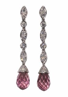 Appraisal: Pair of Tiffany Co pink tourmaline diamond and platinum drop