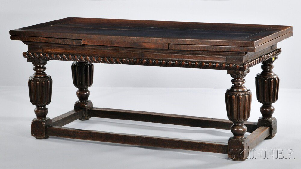 Appraisal: Elizabethan Carved Oak Table England th century with gadrooning on