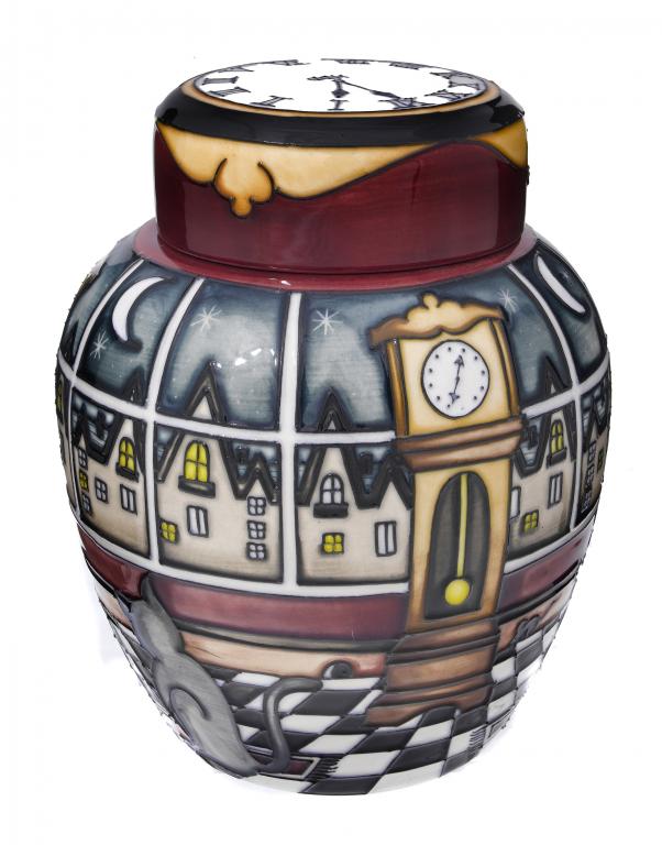 Appraisal: A MOORCROFT HICKORY DICKORY DOCK GINGER JAR AND COVER DESIGNED