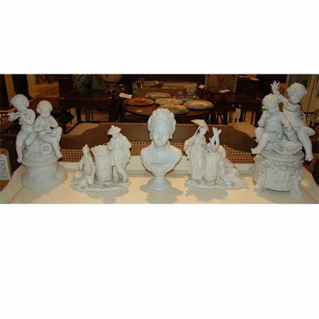 Appraisal: Group of Four Continental Porcelain Figural Groups Together with a