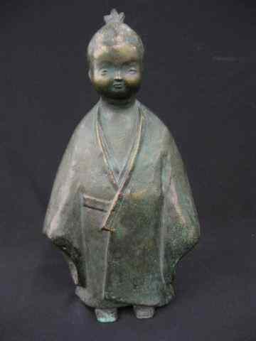 Appraisal: Oriental Bronze of a Child green patina '' excellent