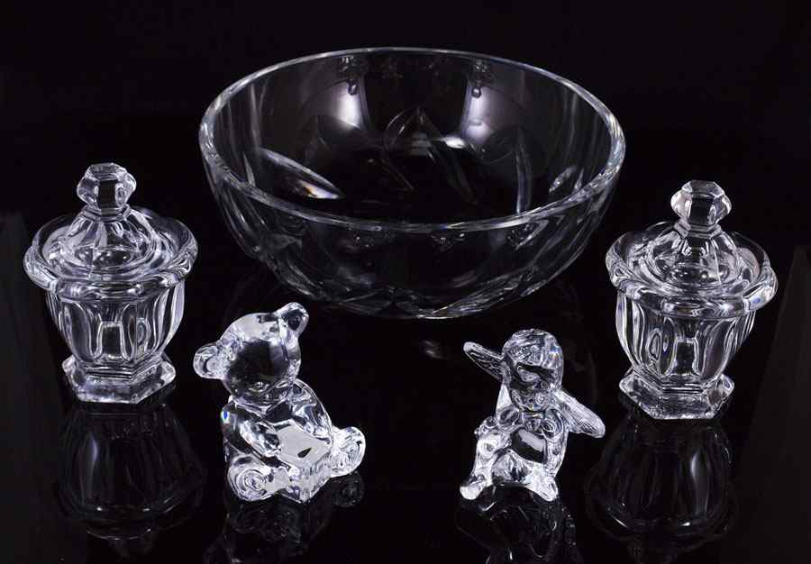 Appraisal: GROUP BACCARAT FRENCH CRYSTAL Bowl '' dia Covered mustard ''