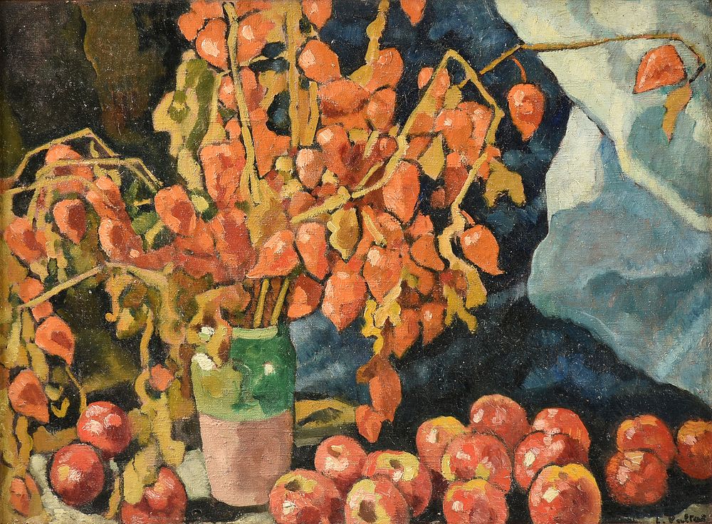 Appraisal: LOUIS VALTAT French - A PAINTING Physalis et Pommes LOUIS