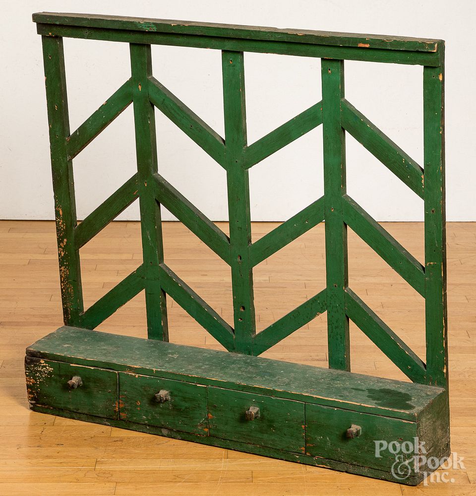 Appraisal: Painted pine hanging rack late th c Painted pine hanging