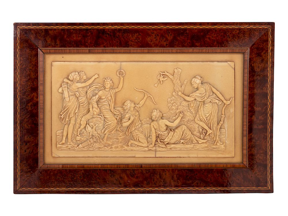 Appraisal: A Continental Carved Marble Relief Plaque A Continental Carved Marble