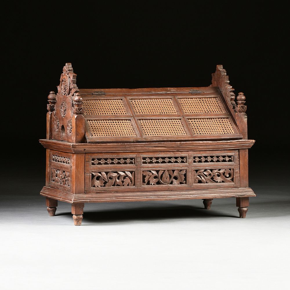 Appraisal: AN ANGLO INDIAN CANED AND CARVED HARDWOOD CHEST POSSIBLY SOUTHEAST