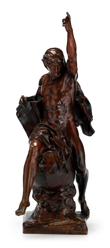 Appraisal: After Emile Louis Picault French - seated man Bronze orange