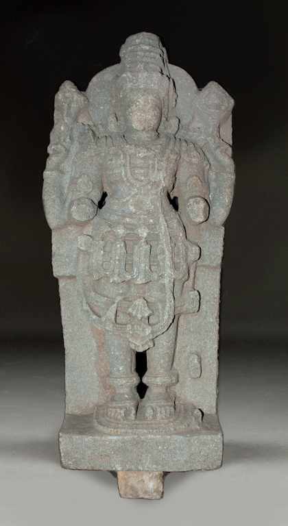 Appraisal: Indian green stone stele figure of Vishnu th- th century