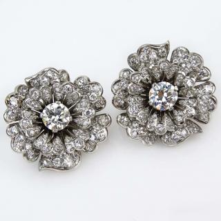 Appraisal: Vintage Bulgari Diamond and Platinum Clip Earrings Each set with