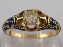 Appraisal: A yellow metal tests carat gold diamond and enamel ring