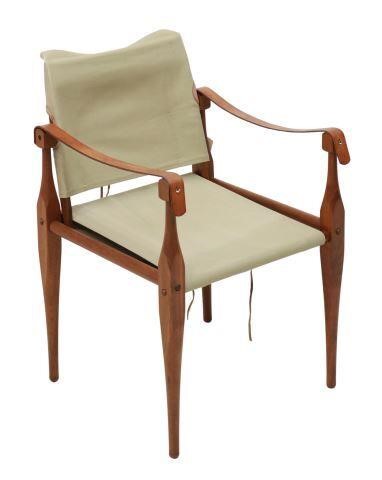 Appraisal: African Safari chair Dan Rieple th c teakwood frame with