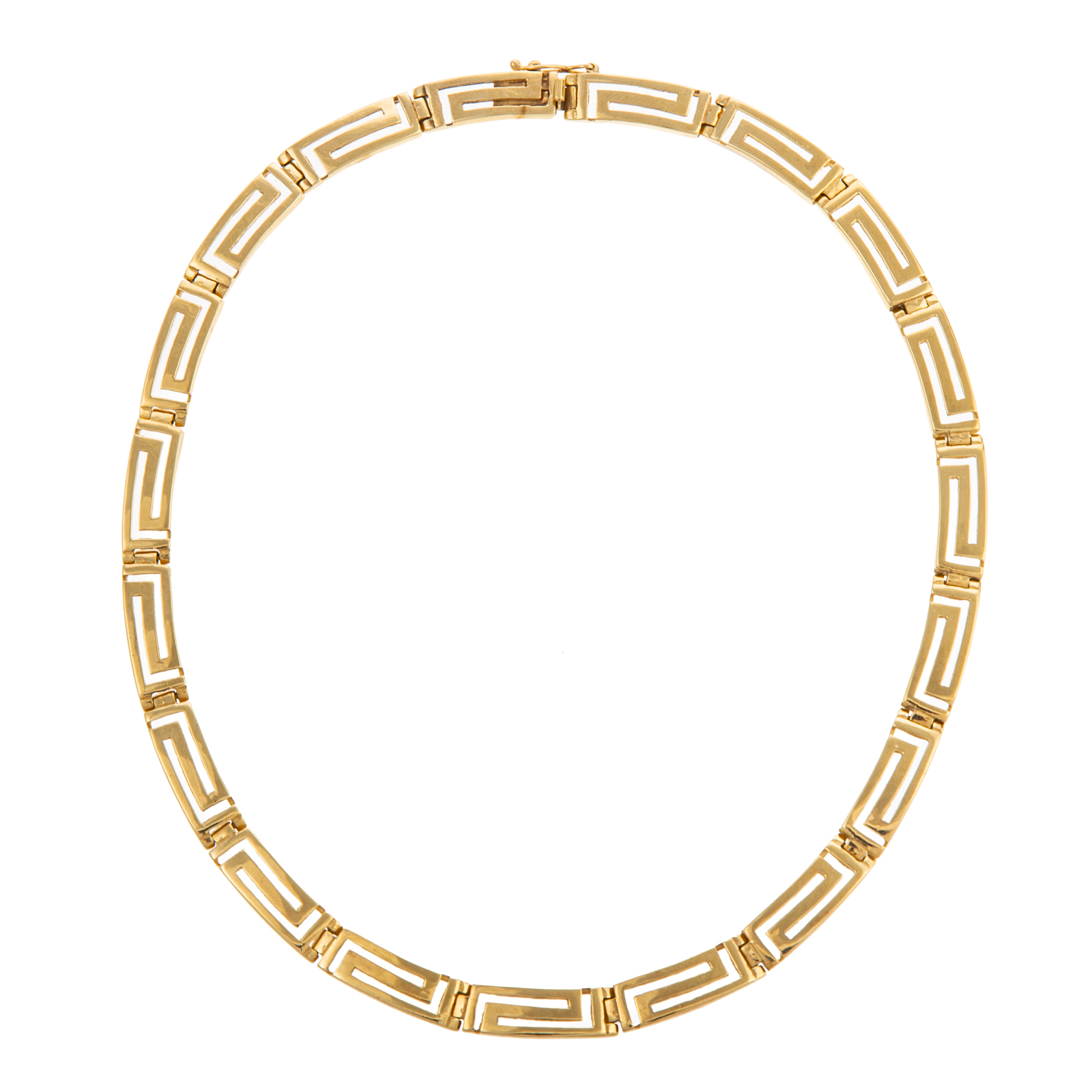 Appraisal: AN OPENWORK GREEK KEY LINK NECKLACE IN K K yellow