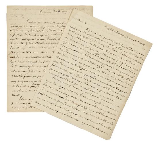 Appraisal: VIRGINIA -- TAYLOR John of Caroline Two autograph letters signed