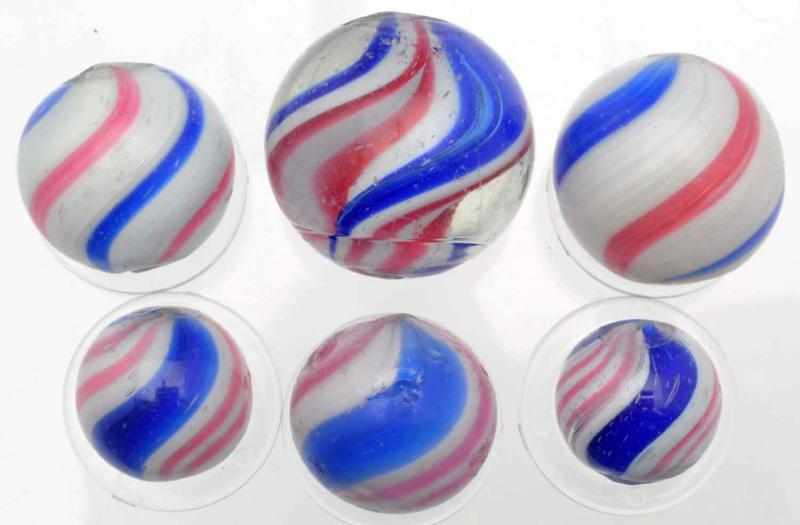 Appraisal: Lot of Peppermint Marbles Includes five peppermint swirls and one