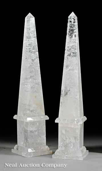 Appraisal: A Pair of Large Rock Crystal Obelisks in the Classical