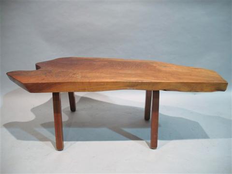 Appraisal: MODERN WALNUT SLAB COFFEE TABLE th century - h w