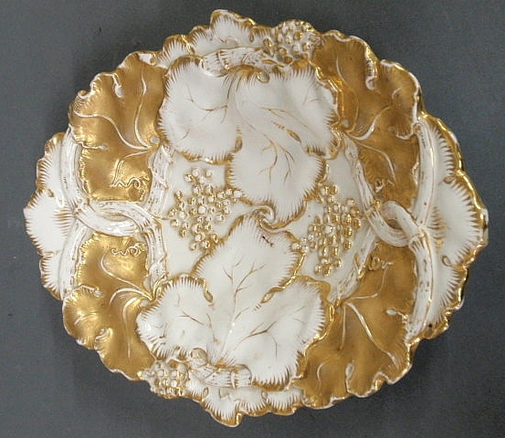 Appraisal: Meissen centerpiece dish with grape grapevine leaf and gilt decoration