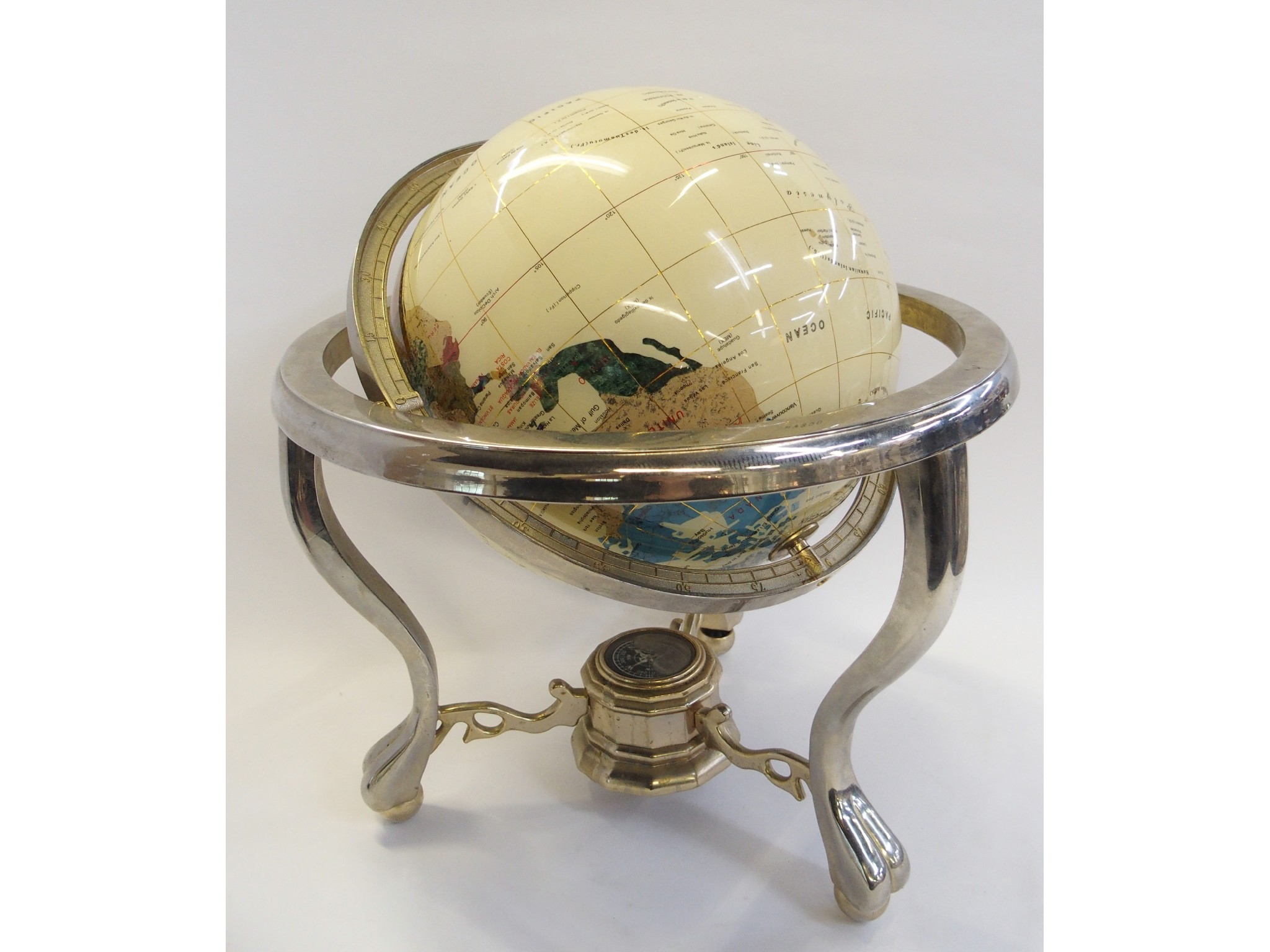 Appraisal: Specimen globe in silvered metal frame