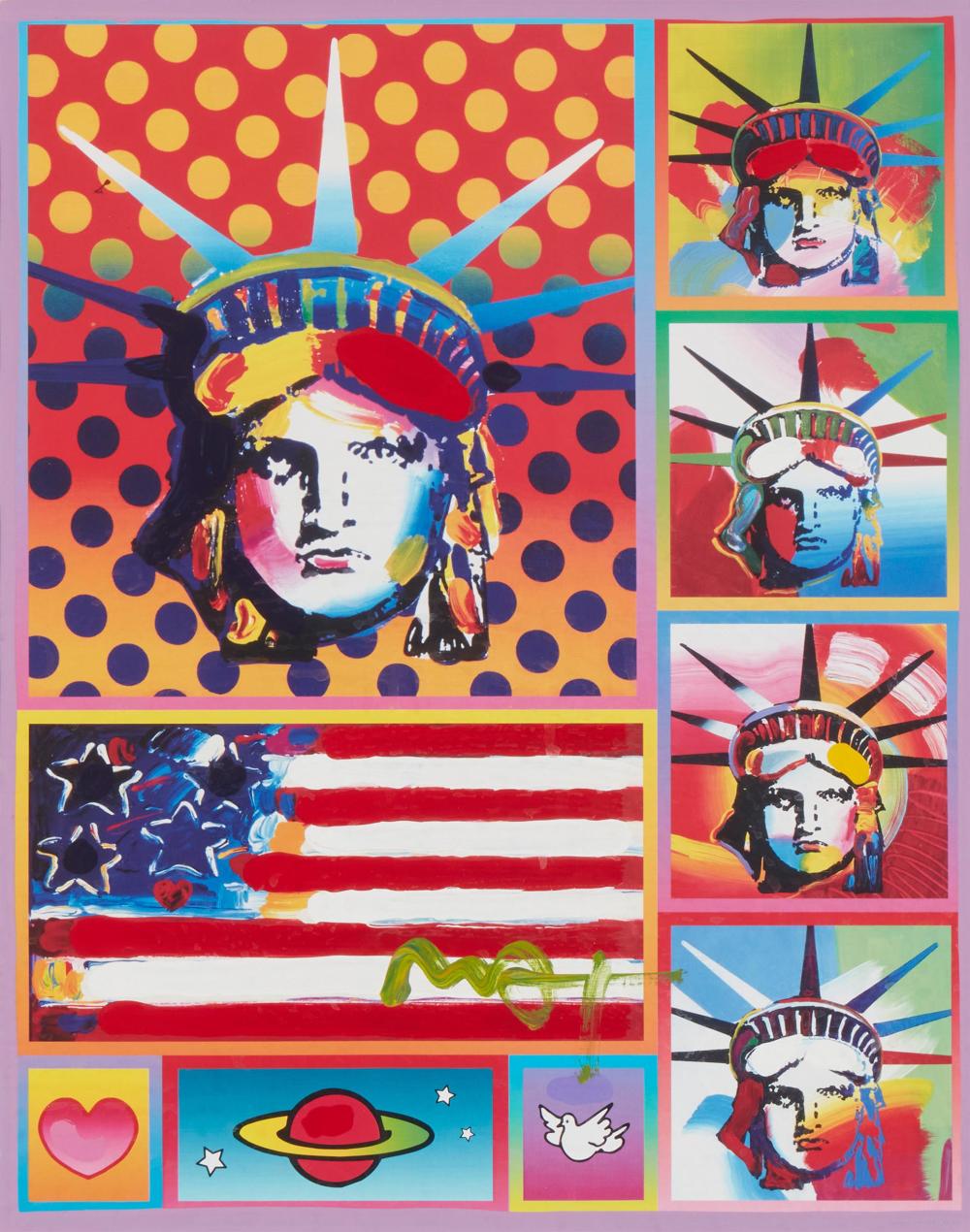 Appraisal: Peter Max b American Patriotic Series Five Liberti Mixed media