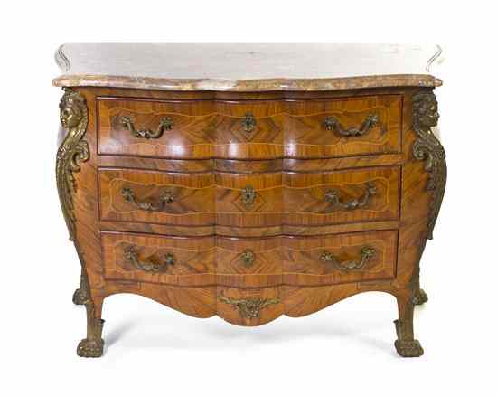 Appraisal: A Louis XV Style Walnut and Gilt Metal Mounted Commode