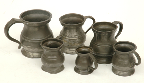 Appraisal: SIX TH CENTURY PEWTER MEASURES