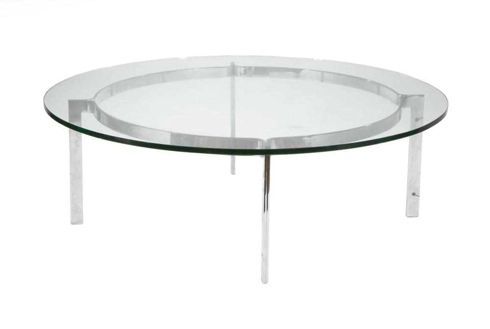 Appraisal: Mid-Century Modern Chrome and Glass Table c h in w