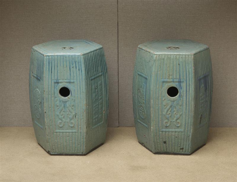 Appraisal: PAIR OF CHINESE CELADON GLAZED GARDEN SEATS x x in