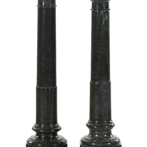 Appraisal: A Pair of Neoclassical Carved Verde Antico Marble Pedestals Late